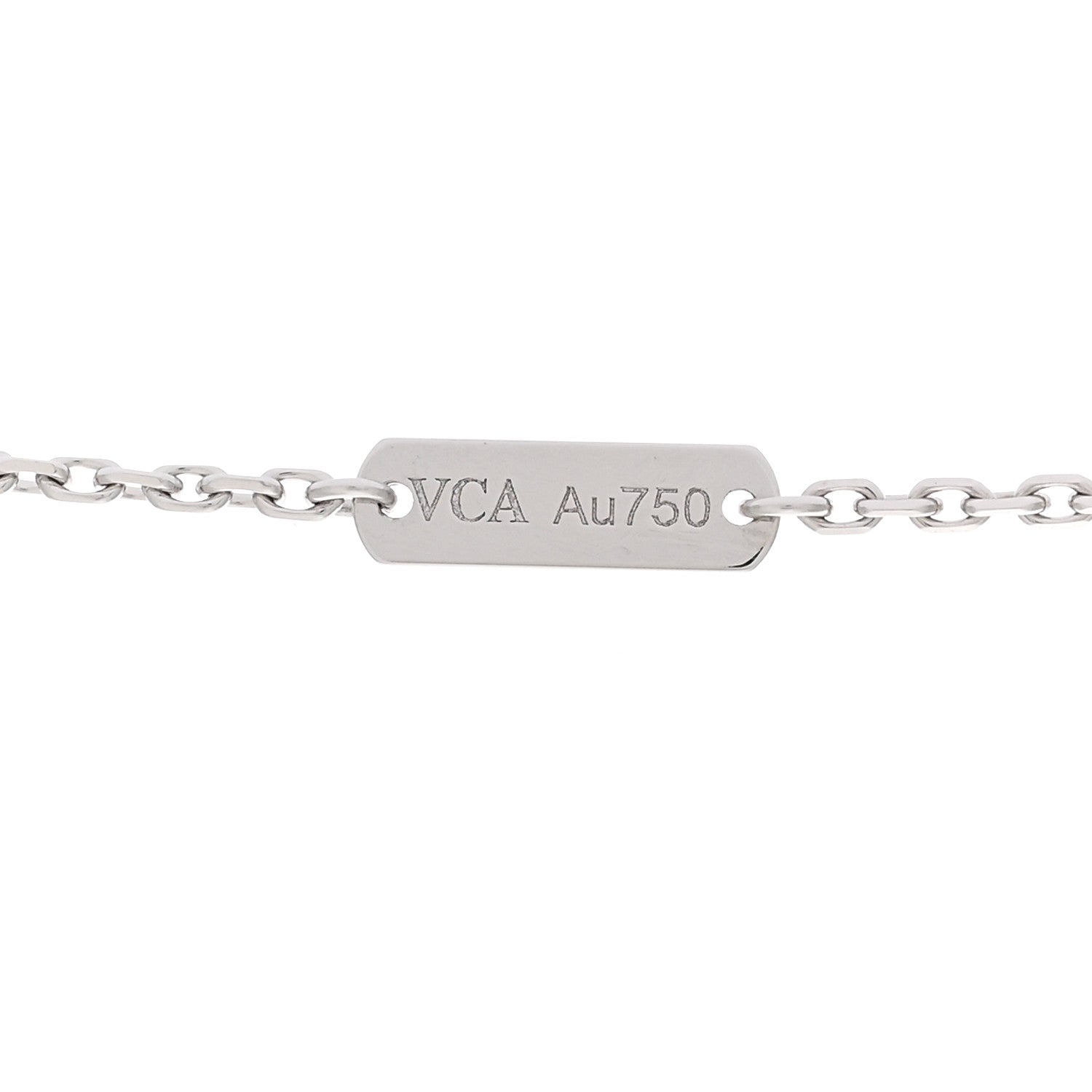 Van Cleef & Arpels 18K White Gold Diamond Guilloche Vintage Alhambra Pendant Necklace 5 of 6