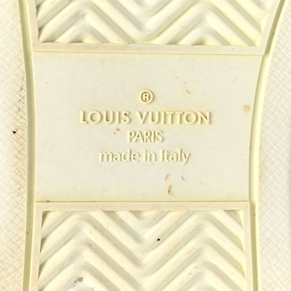 Louis Vuitton Metallic Calfskin Monogram Mens Rivoli High Top Sneakers 8.5 Blue Black 6 of 8