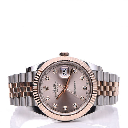 Rolex Stainless Steel 18K Everose Gold Diamond 41mm Oyster Perpetual Datejust Watch Sundust 126331 3 of 18