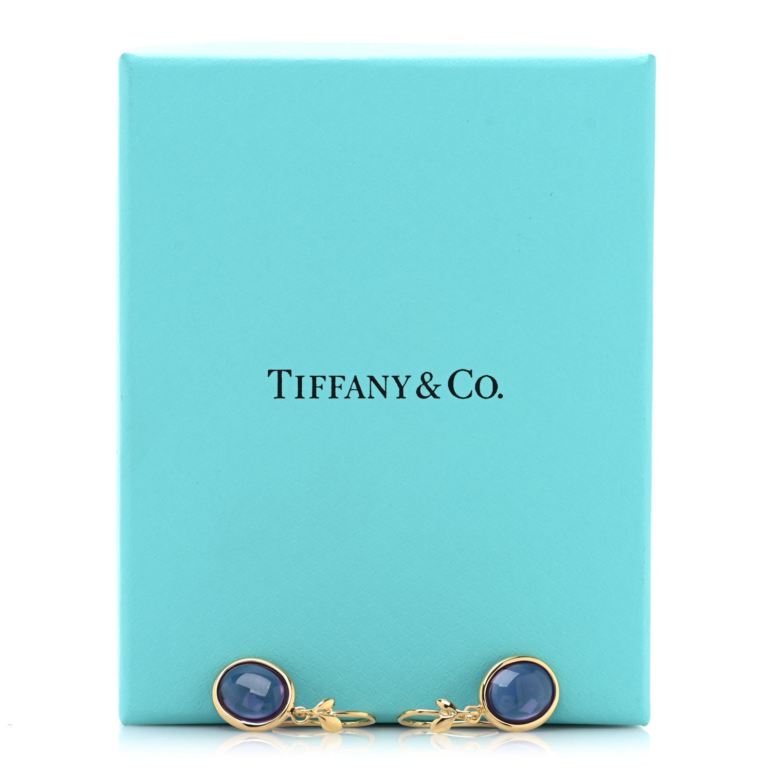 Tiffany 18K Yellow Gold Amethyst Paloma Picasso Olive Leaf Drop Earrings 5 of 5