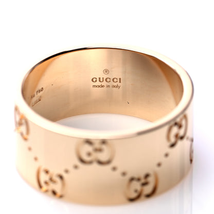 Gucci 18K Yellow Gold 9mm Icon Band Ring 56 7.5 5 of 7