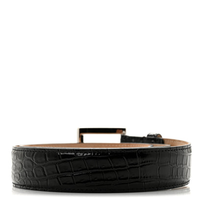 Chanel Calfskin Crocodile Embossed Belt 75 30 Black 2 of 6