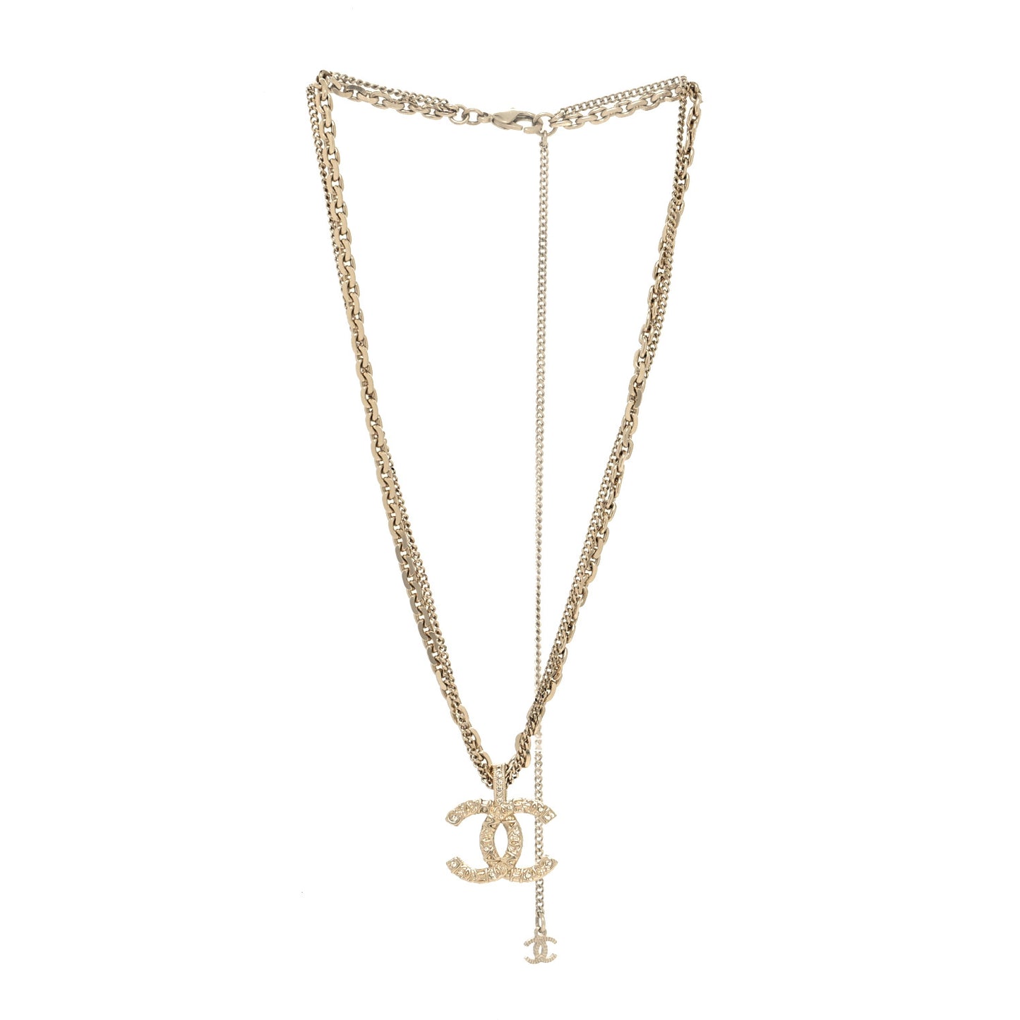 Crystal CC Multi Strand Chain Necklace Gold