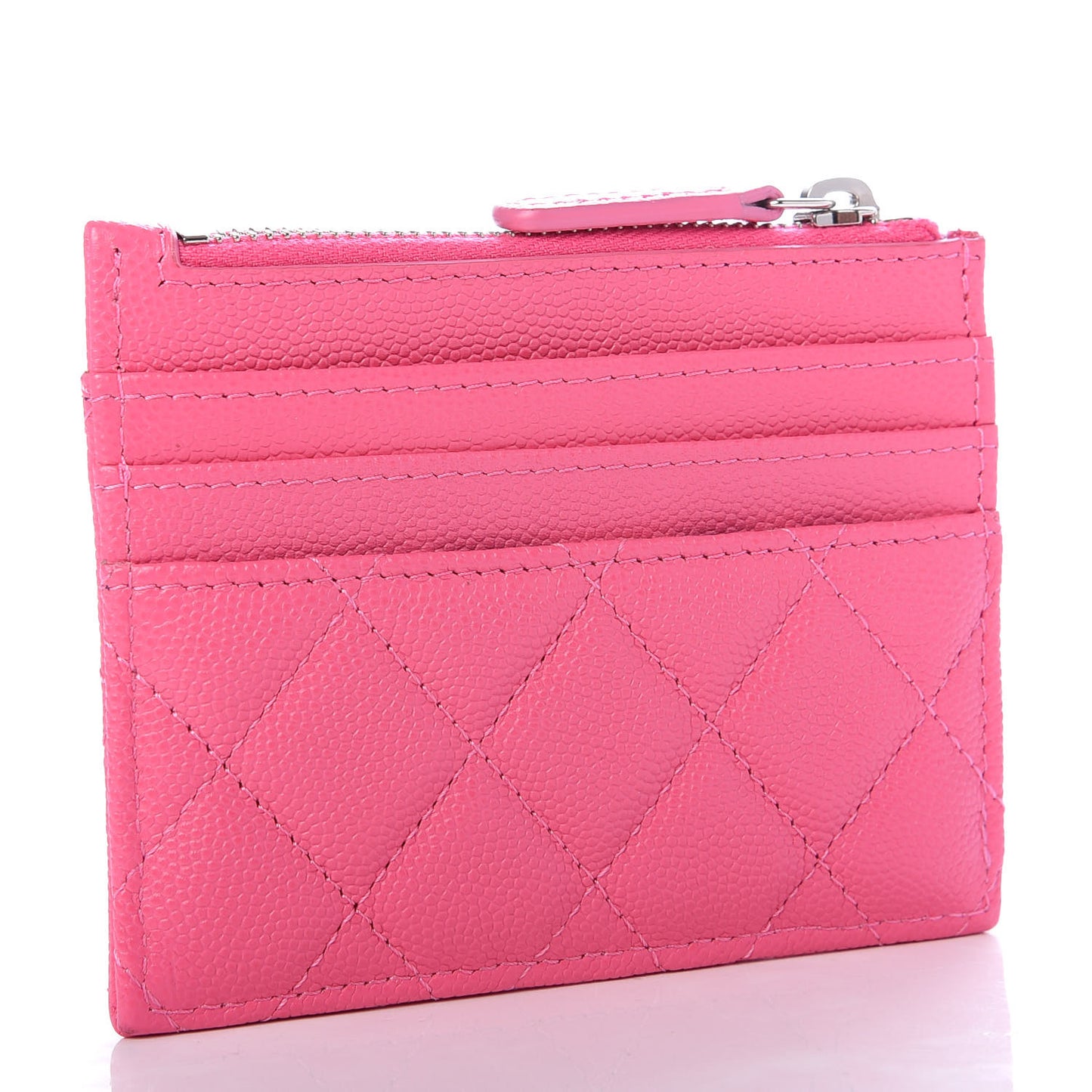 Caviar Quilted CC Zip Card Holder Pink