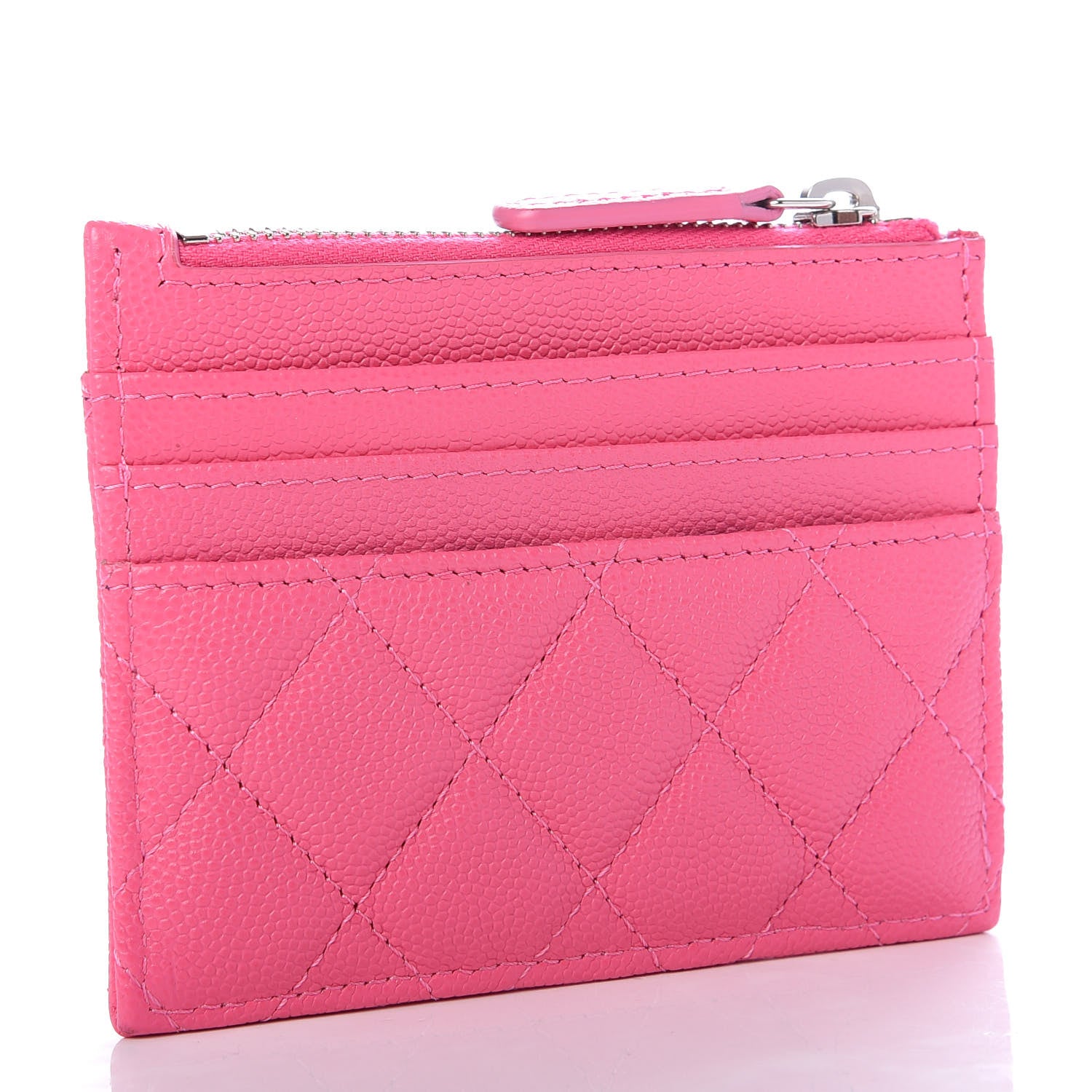 Chanel Caviar Quilted CC Zip Card Holder Pink 3 of 8