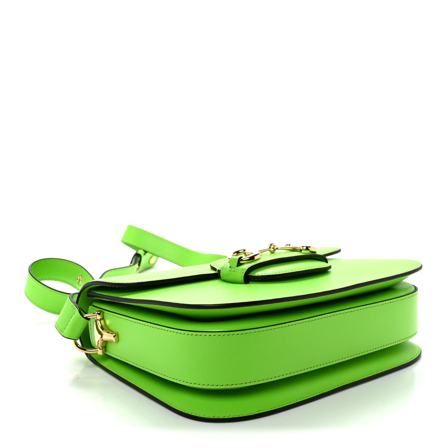 Gucci Azalea Calfskin Horsebit 1955 Shoulder Bag Electric Green 4 of 10