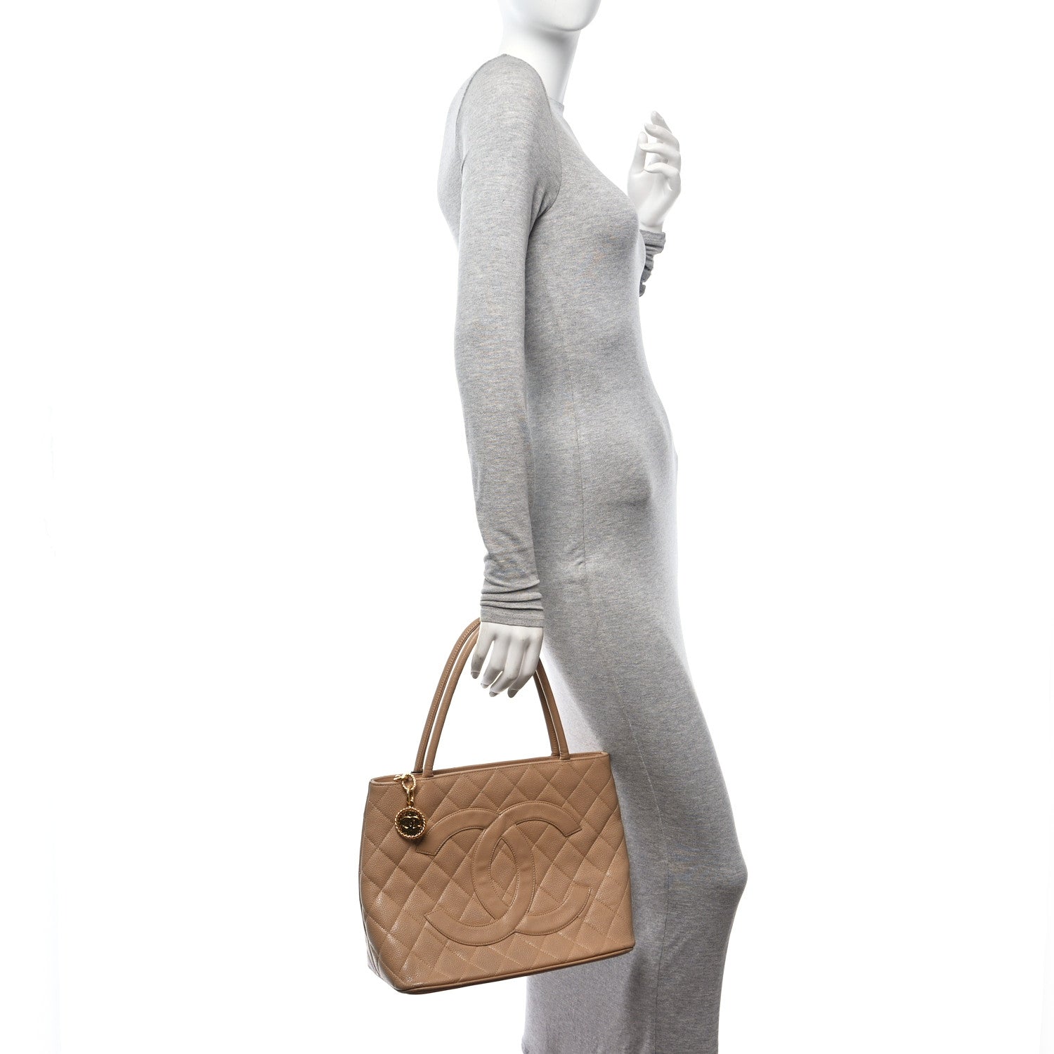 Chanel Caviar Quilted Medallion Tote Beige 2 of 12