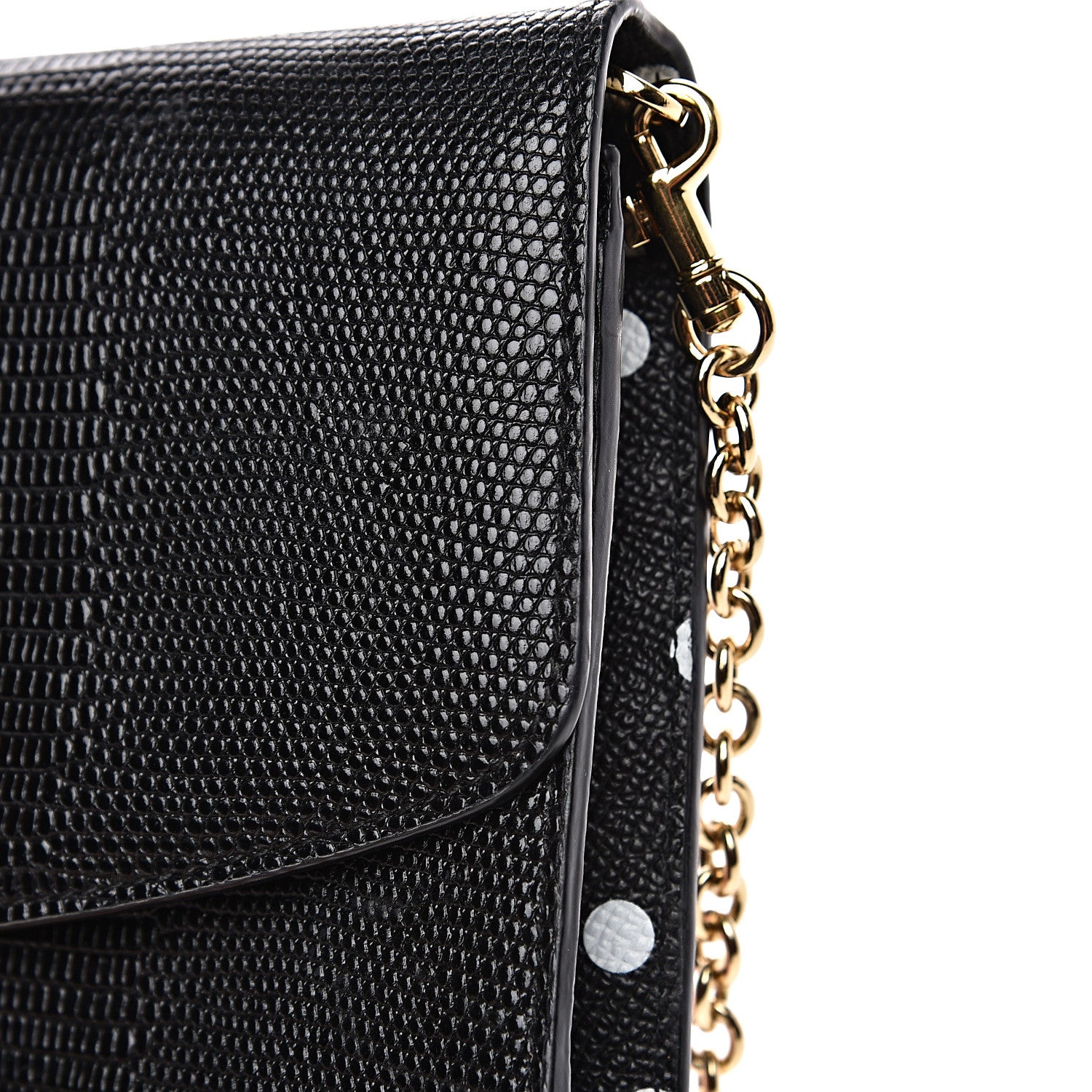 Dolce & Gabbana Lizard Effect Wallet On Chain Black 10 of 12
