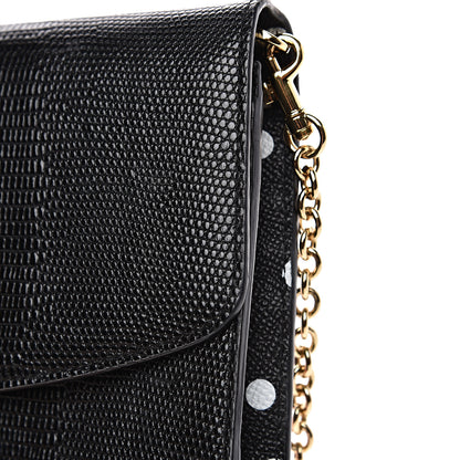 Dolce & Gabbana Lizard Effect Wallet On Chain Black 10 of 12
