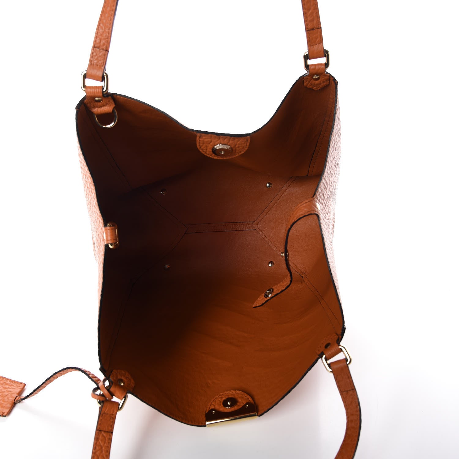 Burberry Signature Grain Calfskin Check Embossed Small Canterbury Tote Copper Orange 7 of 7
