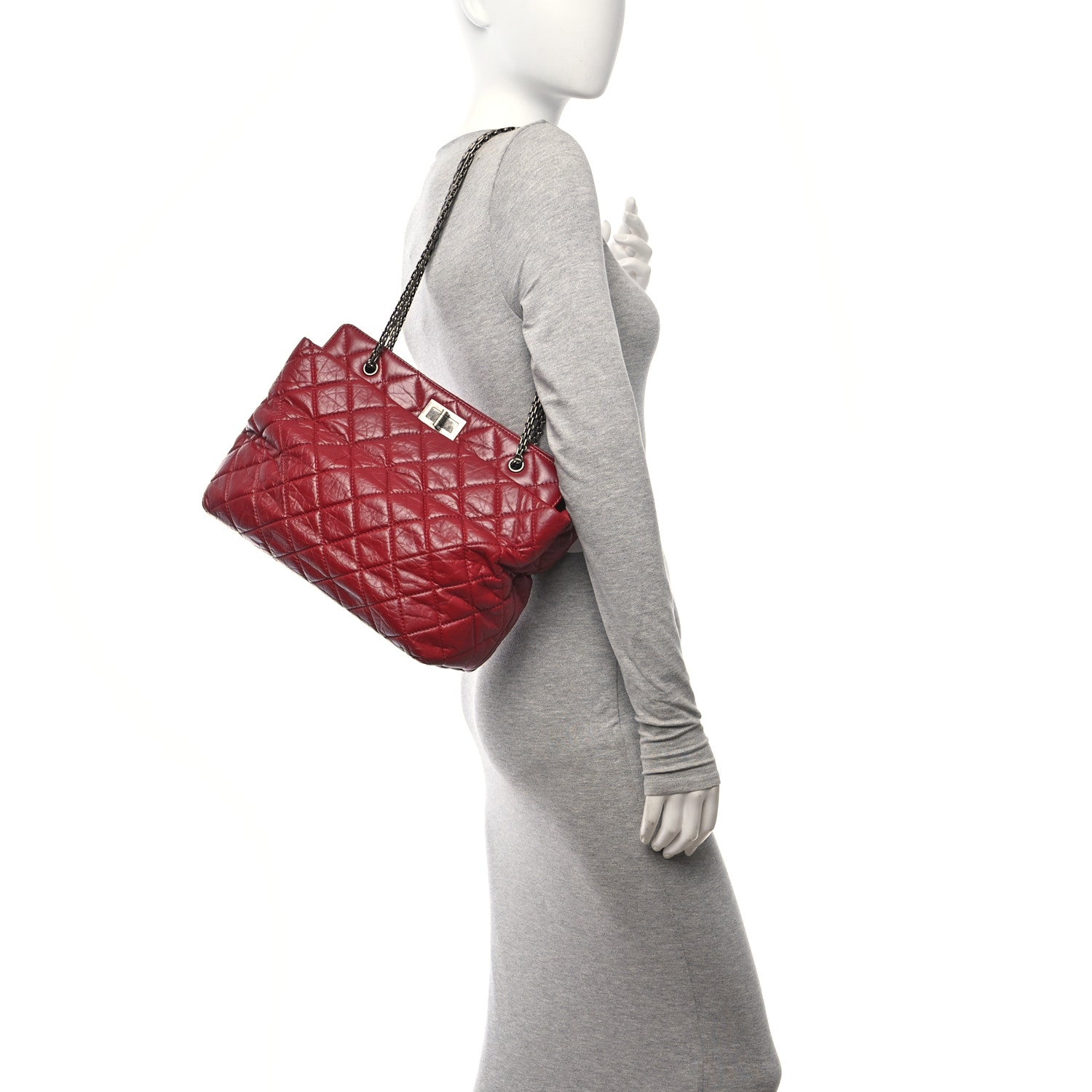 Chanel Aged Calfskin Quilted Reissue 2.55 Tote Red 2 of 13