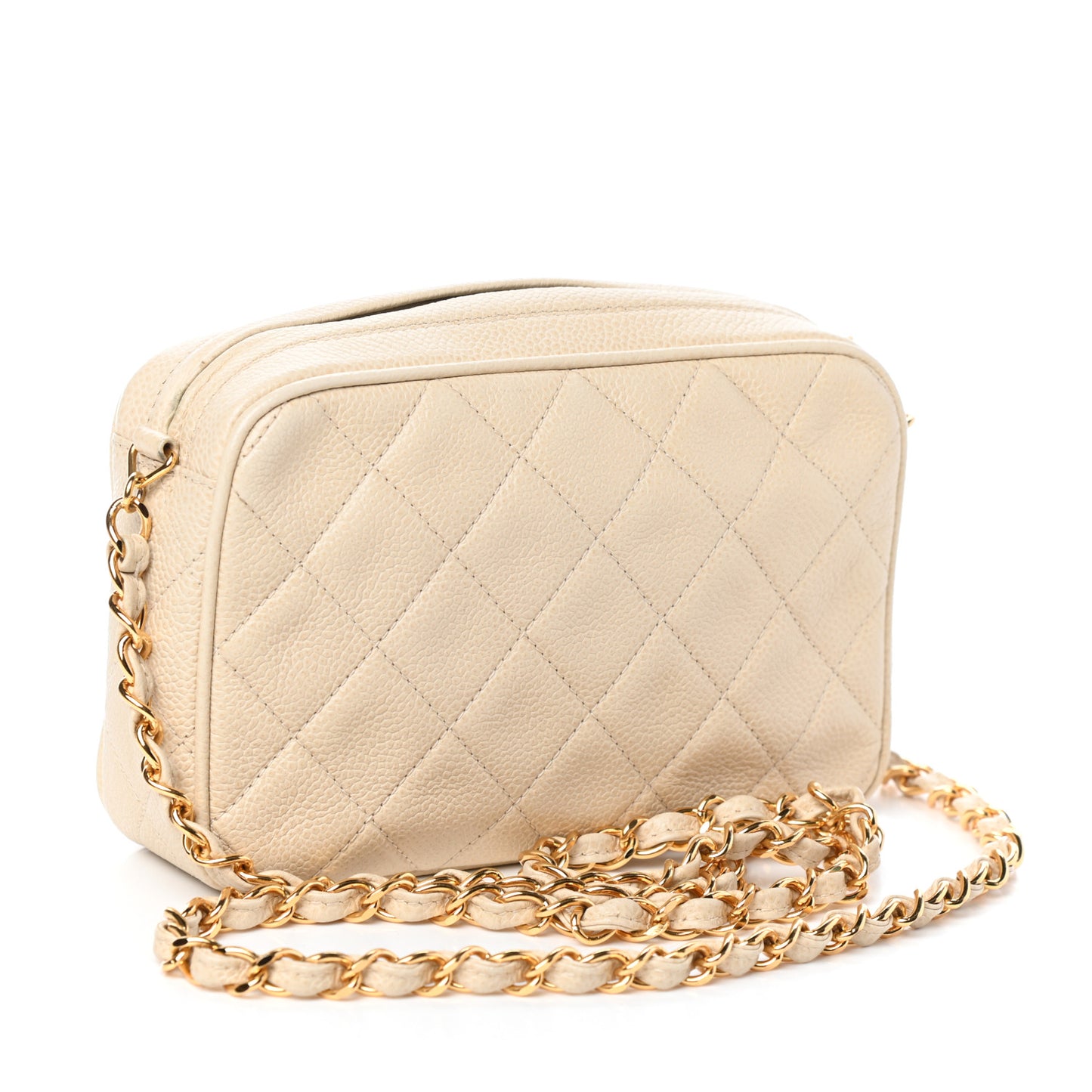 Caviar Quilted Camera Case Beige Clair