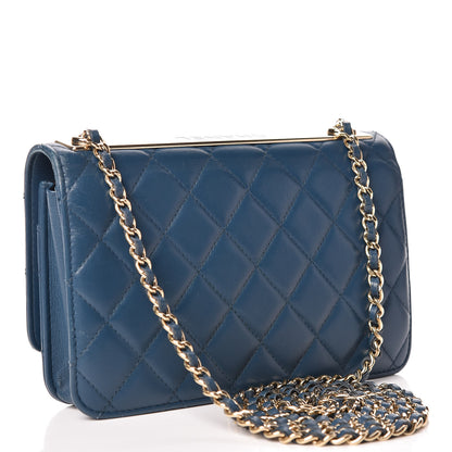 Chanel Lambskin Quilted Trendy CC Wallet On Chain WOC Blue 3 of 27