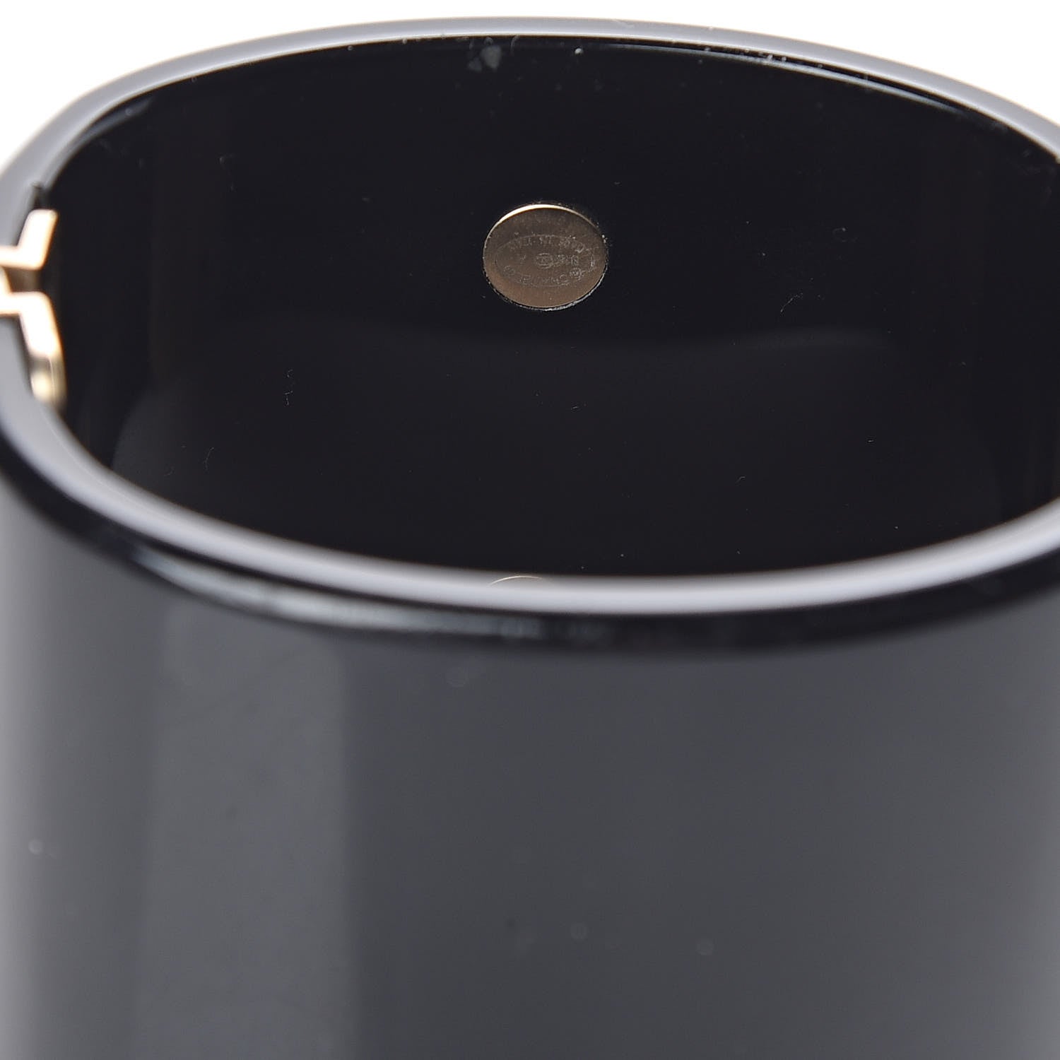Chanel Resin CC Cuff Black Gold 4 of 5