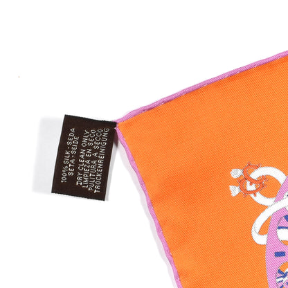 Hermes Silk La Folle Parade Scarf 90 Orange White Mauve 7 of 7