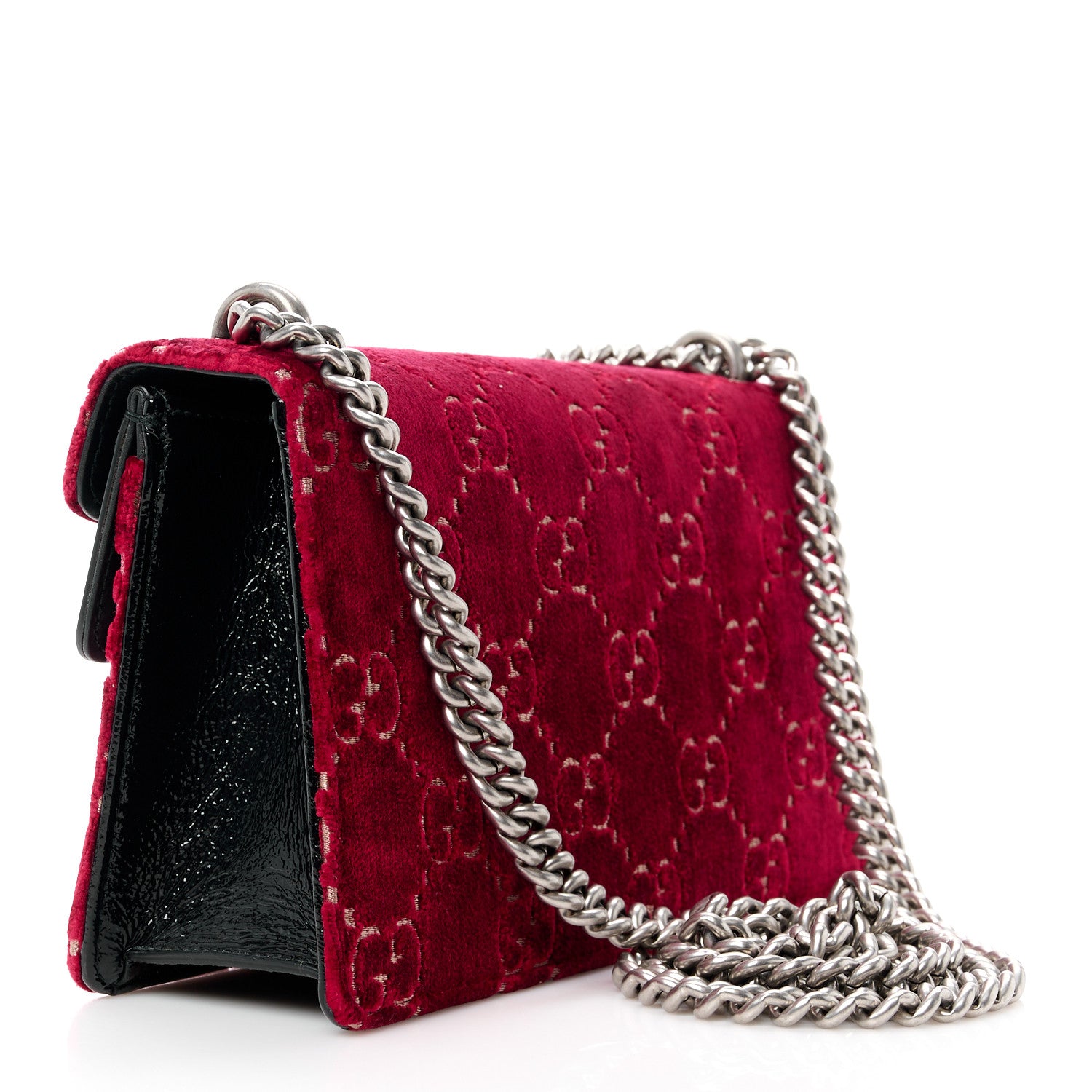Gucci Velvet Skipper Crystal GG Monogram Small Dionysus Shoulder Bag Red Cipria Black Black Diamond 3 of 11