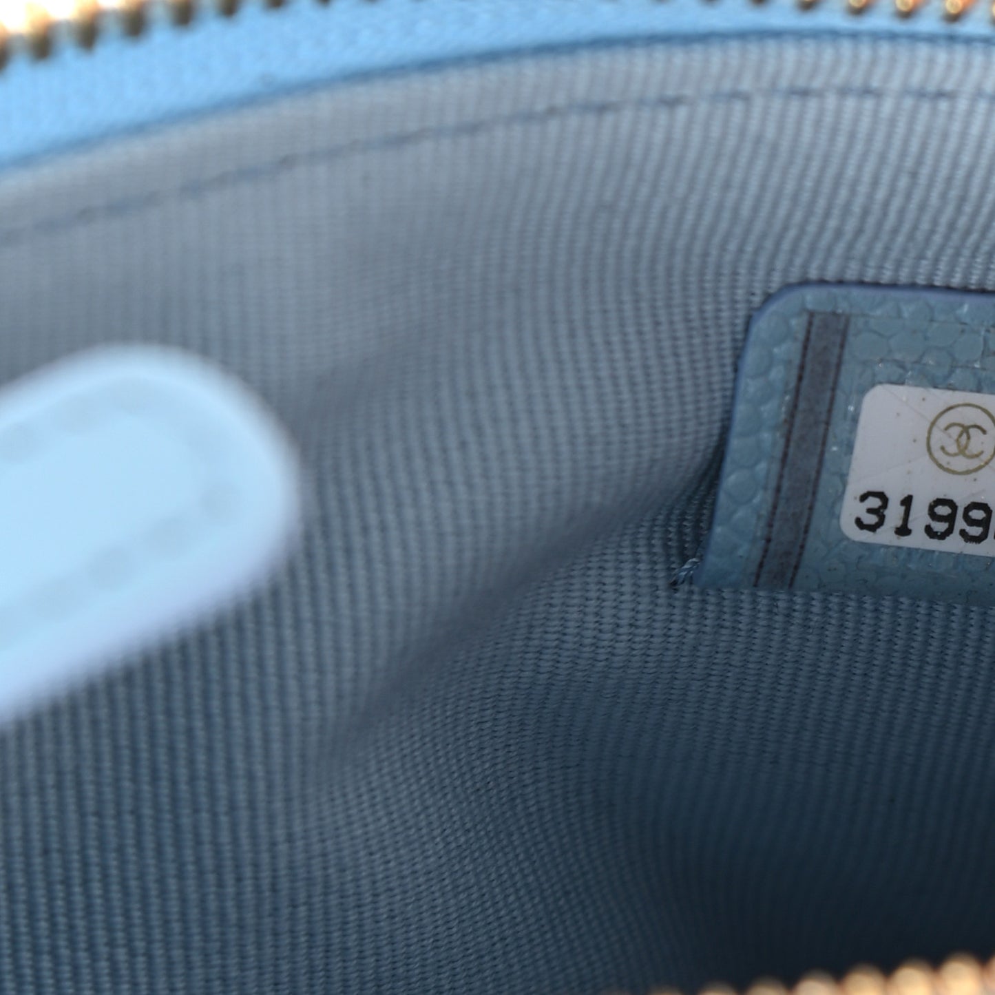 Caviar Quilted Small Cosmetic Case Light Blue