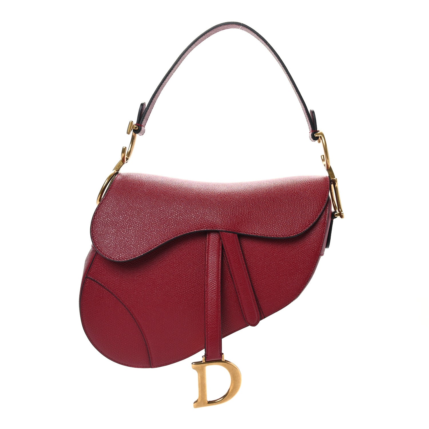 Christian Dior Grained Calfskin Saddle Bag Red 1 of 9