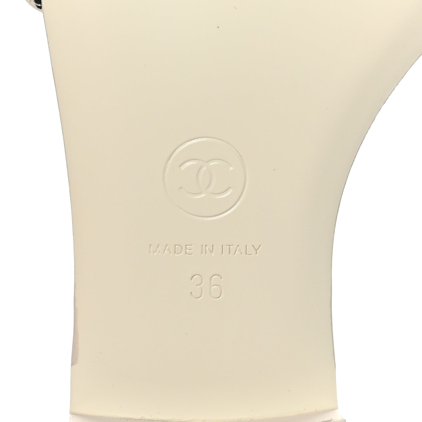 Calfskin Printed Camellia CC Slides 36 Ivory Black