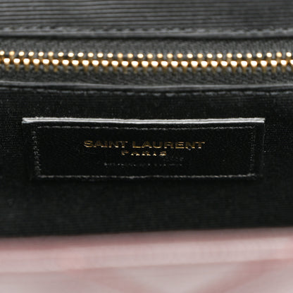 Saint Laurent Grain De Poudre Matelasse Chevron Large Monogram Satchel Rouge Legion 6 of 12