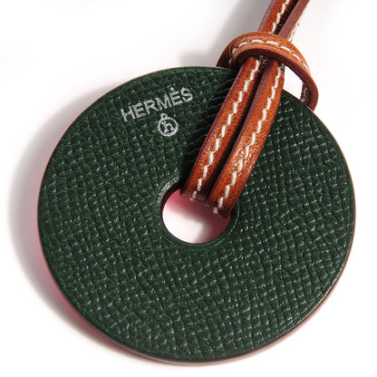 Hermes Petit H Togo Epsom Rond PM Necklace Rose Lipstick Vert Anglais 5 of 5