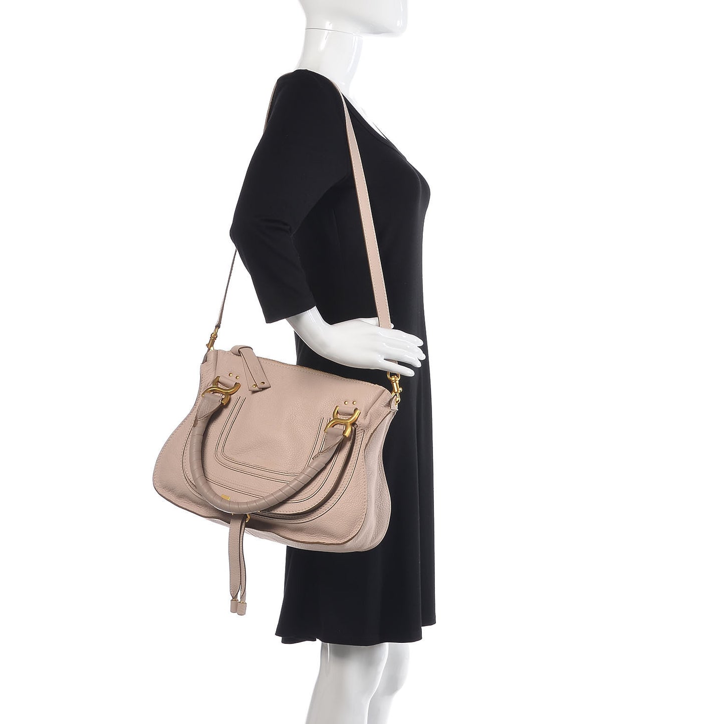 Calfskin Medium Marcie Satchel Beige