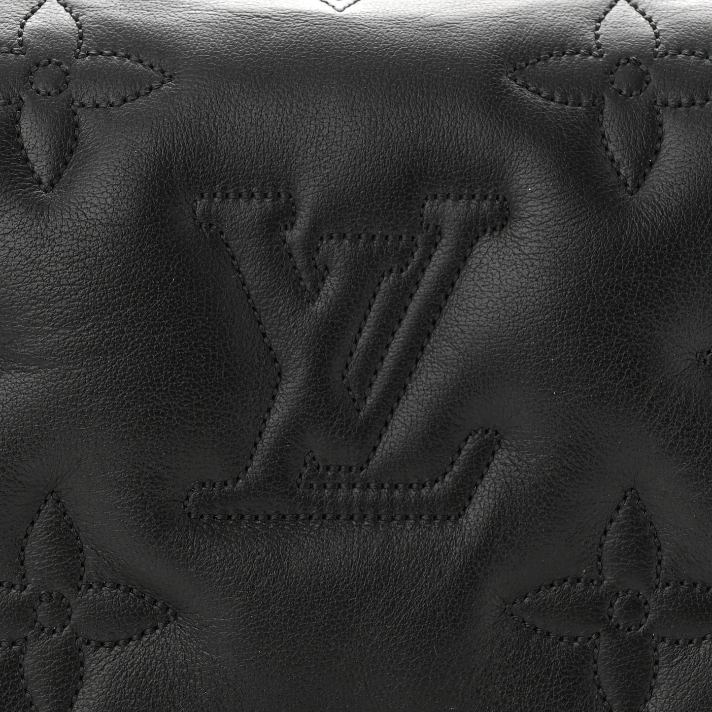 Calfskin Bubblegram Wallet On Strap Black
