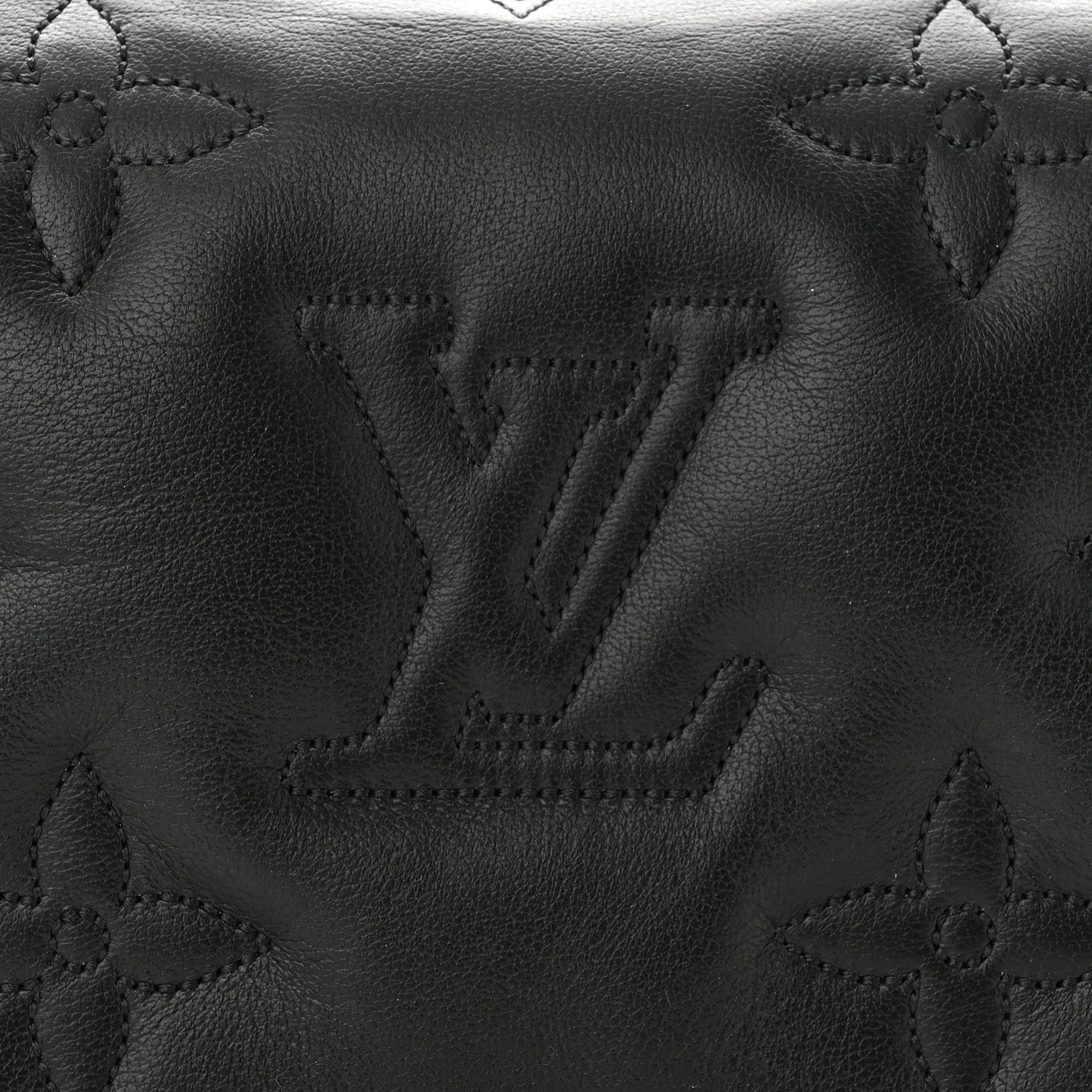 Louis Vuitton Calfskin Bubblegram Wallet On Strap Black 7 of 9