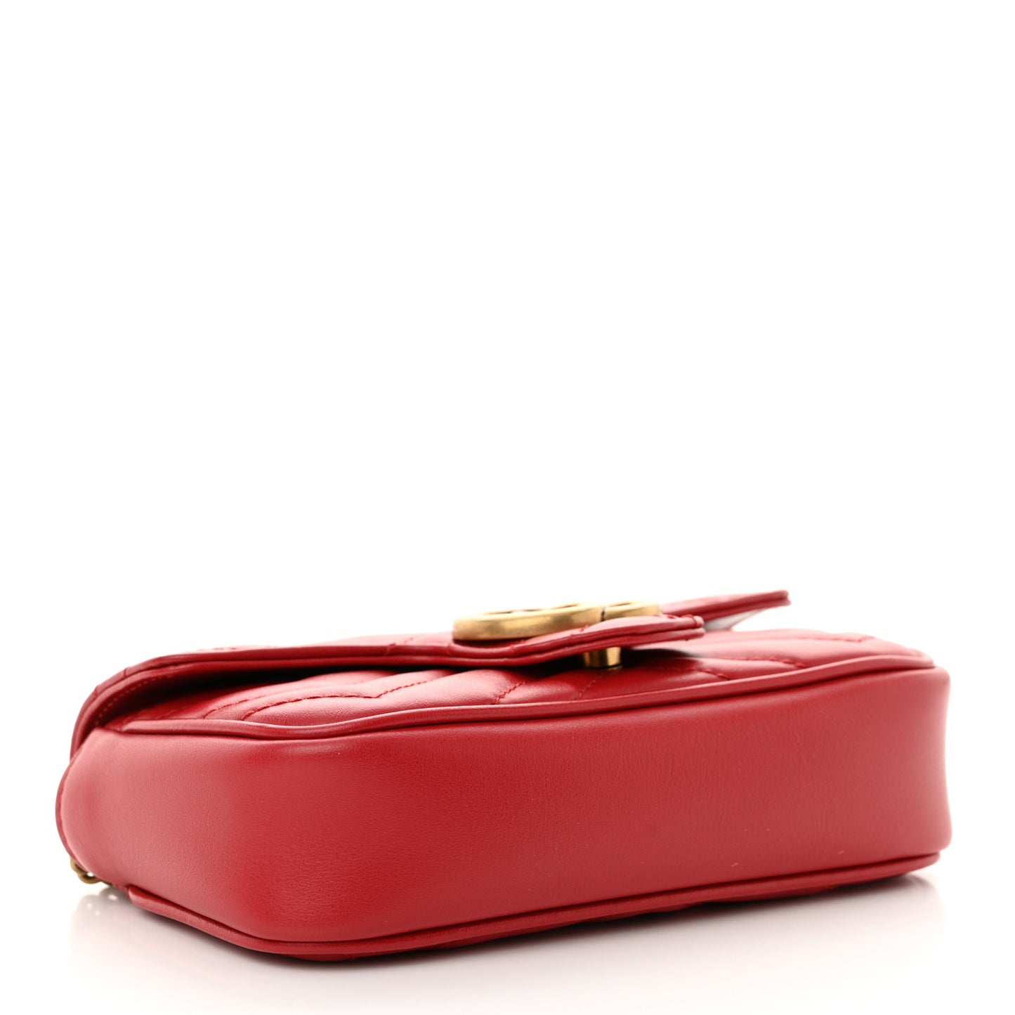 Calfskin Matelasse Super Mini GG Marmont Shoulder Bag Hibiscus Red