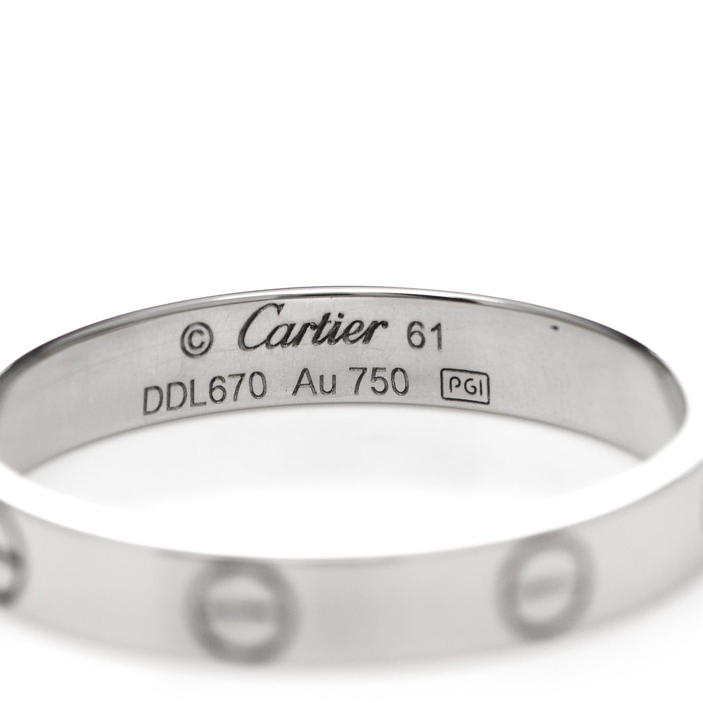 18K White Gold 3.5mm LOVE Wedding Band Ring 61 9.5