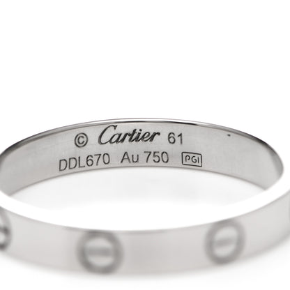 Cartier 18K White Gold 3.5mm LOVE Wedding Band Ring 61 9.5 4 of 4