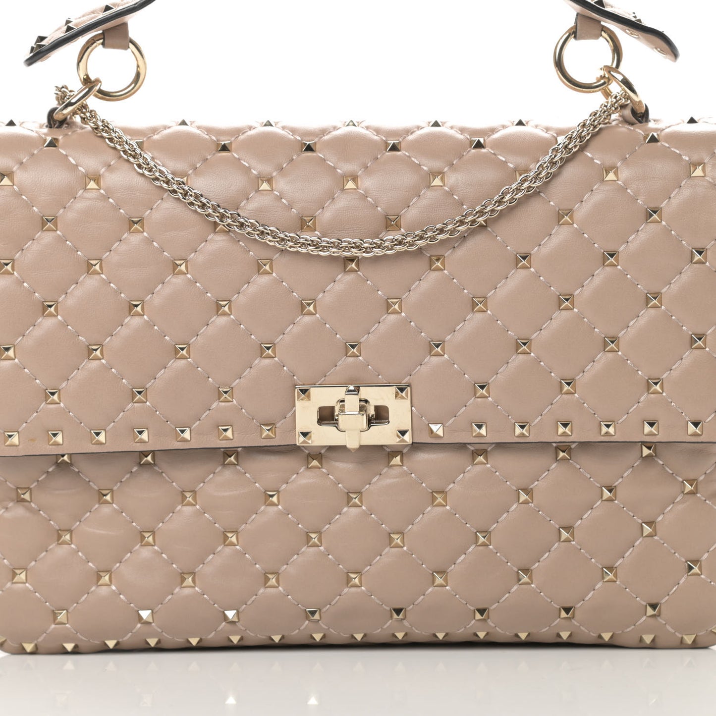 Nappa Large Rockstud Spike Shoulder Bag Poudre