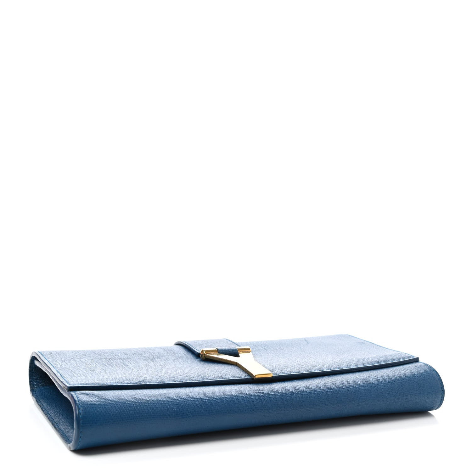 Saint Laurent Textured Calfskin Classic Y Ligne Clutch Blue 4 of 9