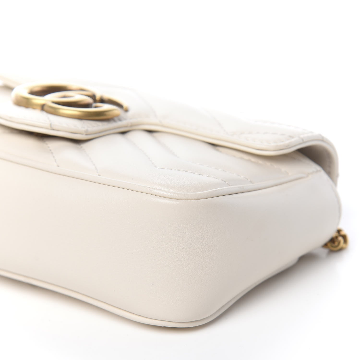 Gucci Calfskin Matelasse Super Mini GG Marmont Shoulder Bag White 9 of 11