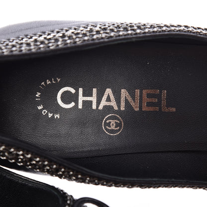Chanel Lambskin Patent Cap Toe CC Chain Pumps 38 Black 8 of 16