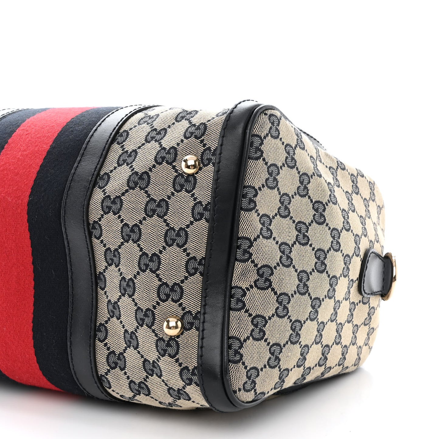 Monogram Selleria Calfskin Vintage Web Medium Boston Beige Blue