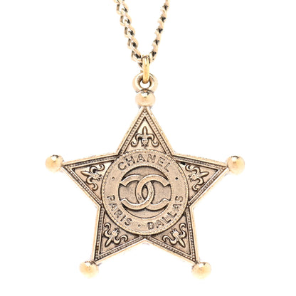 Chanel Metal Paris Dallas CC Star Pendant Necklace Gold 4 of 7