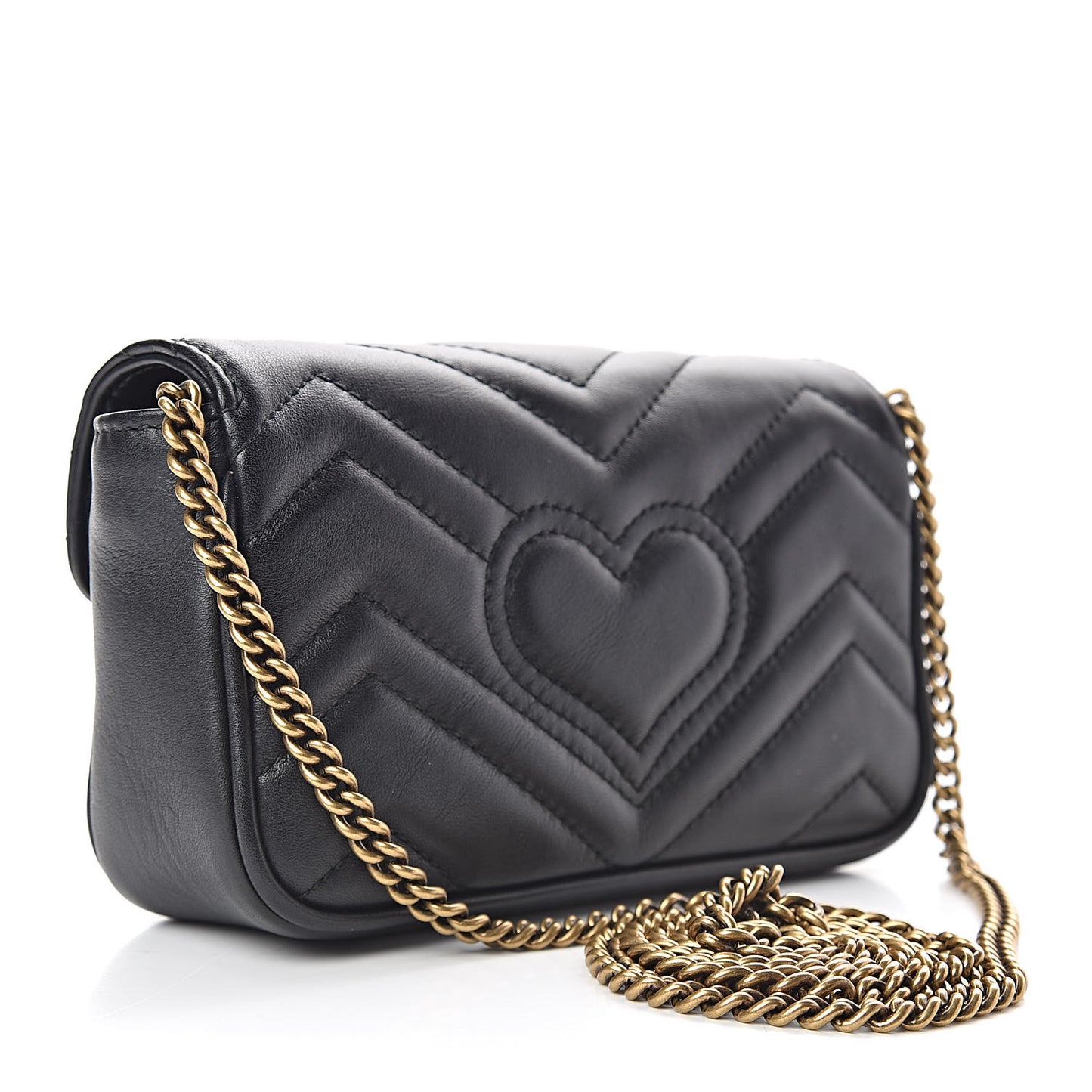 Calfskin Matelasse Super Mini GG Marmont Shoulder Bag Black
