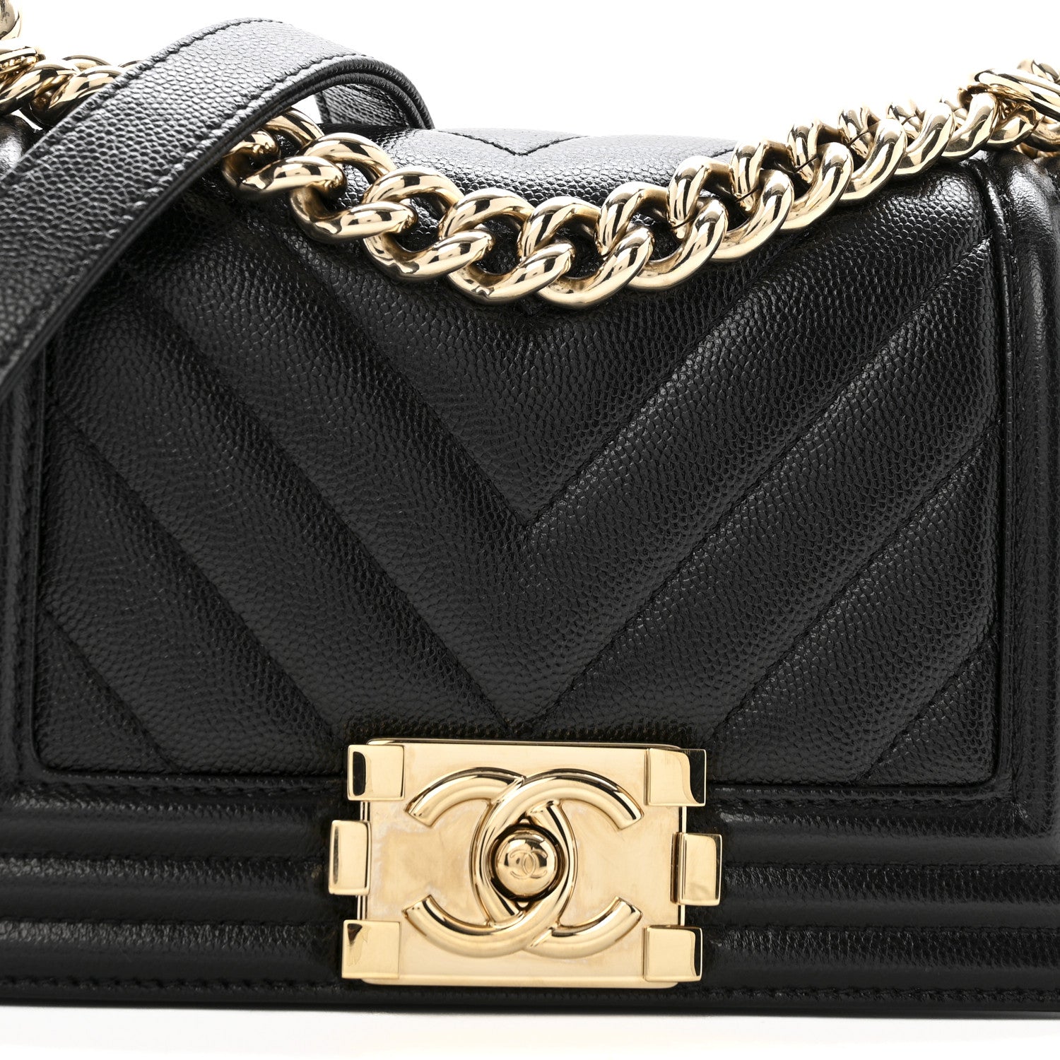 Chanel Caviar Chevron Quilted Small Boy Flap Black 8 of 12