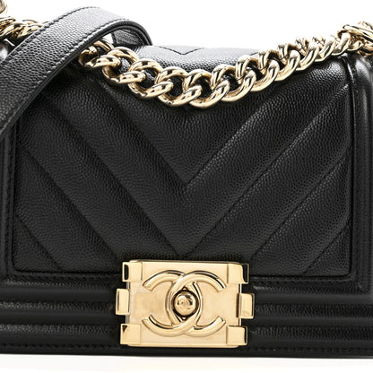 Chanel Caviar Chevron Quilted Small Boy Flap Black 8 of 12