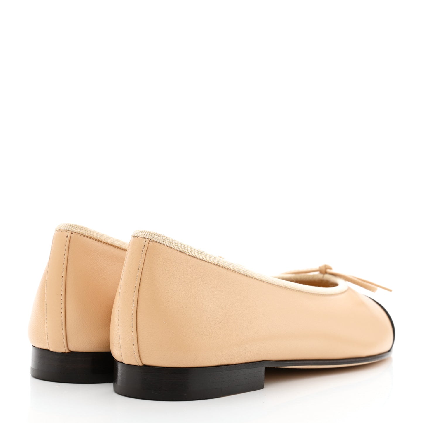 Lambskin Cap Toe CC Ballerina Flats 37 Beige Black