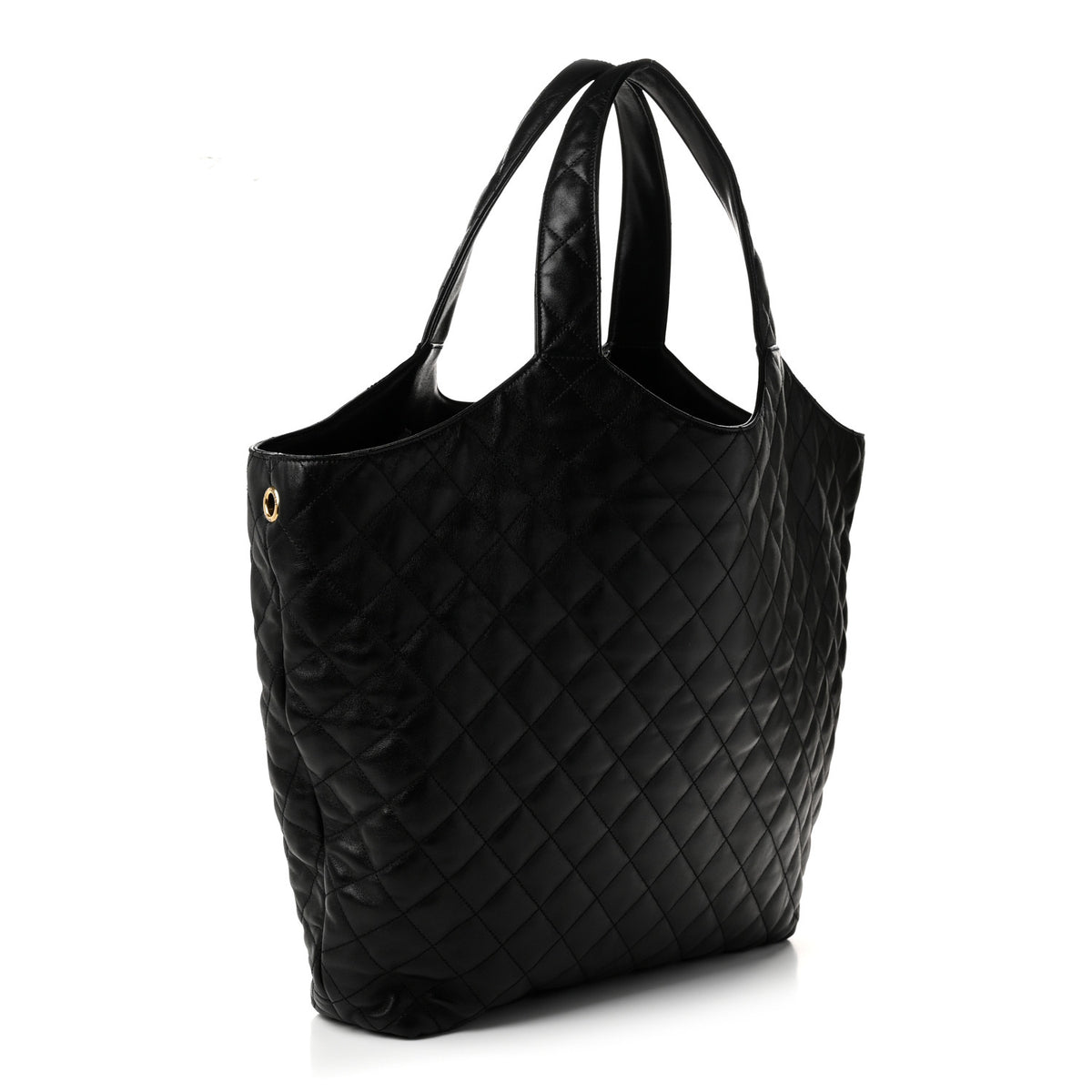 Lambskin Quilted Maxi Icare Shopping Tote Black