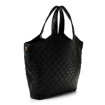 Saint Laurent Lambskin Quilted Maxi Icare Shopping Tote Black 4 of 11