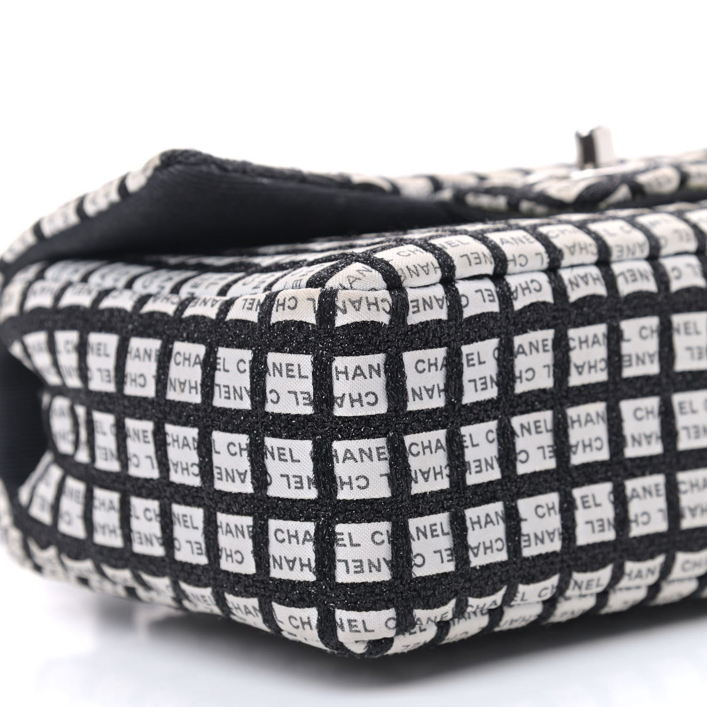Ribbon Tweed Mini Rectangular Flap Black Ivory
