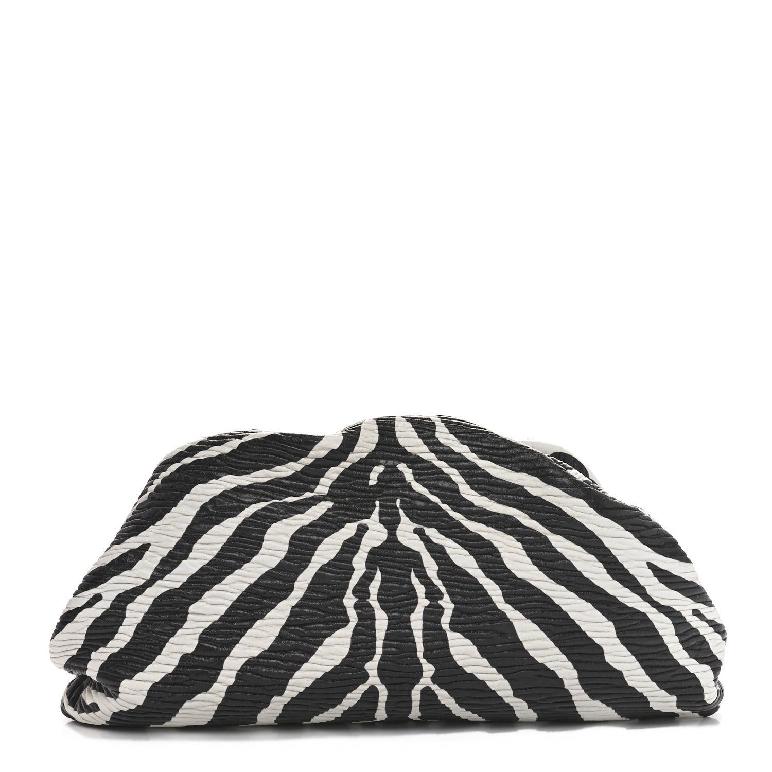 Bottega Veneta Nappa Zebra Print The Pouch Oversized Clutch White Black 1 of 11