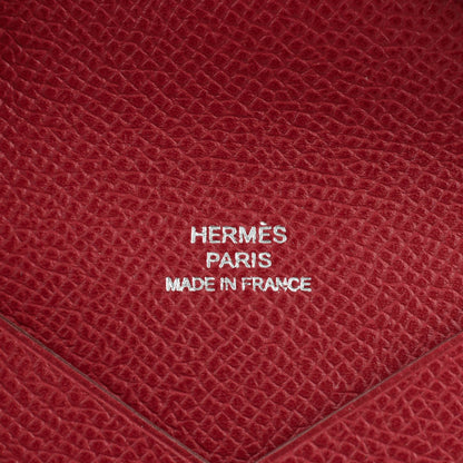 Hermes Epsom Calvi Card Case Rouge Garance 6 of 8