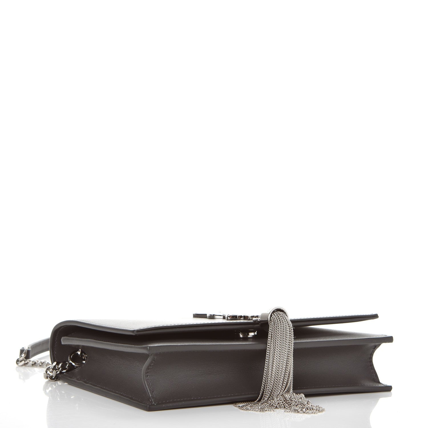 Saint Laurent Smooth Calfskin Classic Monogram Kate Tassel Chain Wallet Grey 4 of 7