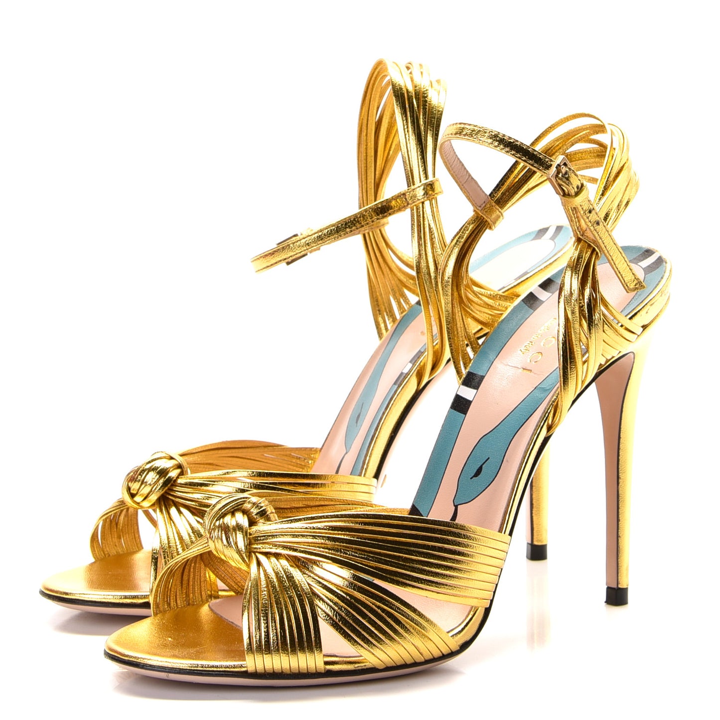 Metallic Nappa Knotted Allie Sandals 37.5 Gold