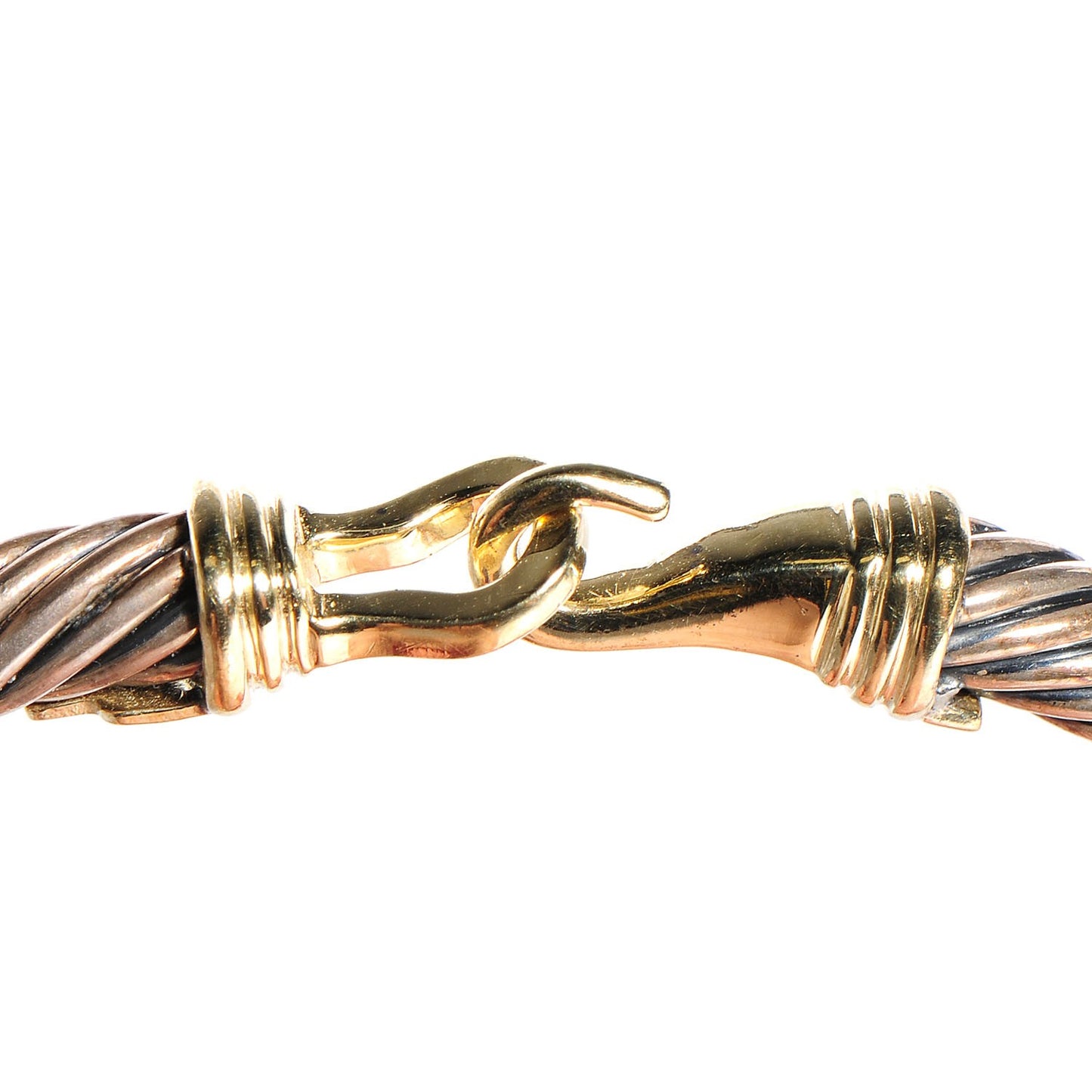 Sterling Silver 14K Yellow Gold 5mm Cable Classic Buckle Bracelet
