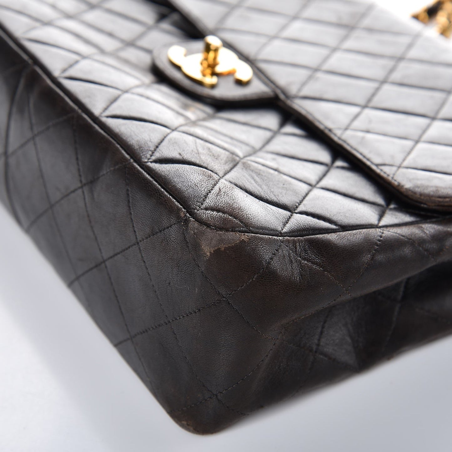 Lambskin Jumbo Single Flap Dark Brown